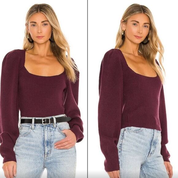 Free People Saffron Ribbed Square Neck Sweater M - Picture 6 of 9